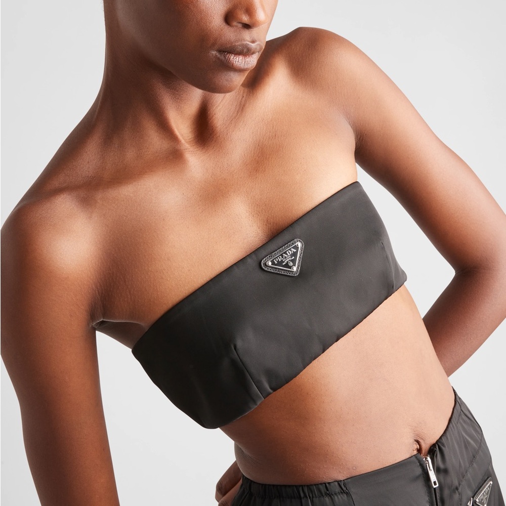 Prada Re-Nylon Bandeau Bralette Bra Crop Top 38 IT